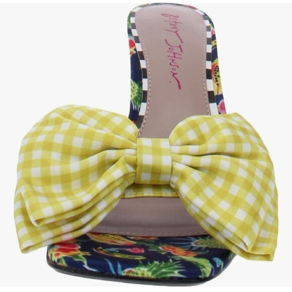 Betsey Johnson NEW Skyee Heeled Bow Slide Sandals Sz.7.5 M - Picture 2 of 9